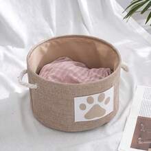 1pc Foldable Pet Storage Basket - Cat & Dog Clothing Organizer Box And Toy Storage Bin, Christmas Holiday Gift Choice, Foldable Pet Wardrobe, Space-Saving Multi-Purpose Pet Supplies Storage Box With Handle - Multicolor - View 7