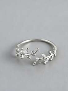 1pc S925 Sterling Silver Delicate Open Leaf Branch Ring, Fresh Forest Aesthetic, Elegant Minimalist Cool Tone, Fashionable Niche Luxury, Versatile Daily Commute Jewelry For Women - Branches and Leaves - View 8