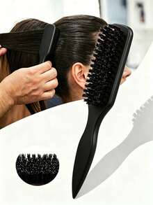 1pc Solid Color Sleek Back Comb, Fashionable & Portable, Can Be Used To Smooth Frizzy Hair, Anti-Static, Create Smooth Ponytail, Bun And Hairline Styling, Add Volume And Style, Women's Hair Accessory, Comb, Hair Brush, Hair Care Product - A - View 3
