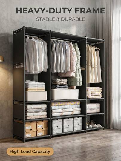 1 pieza Organizador de armario portátil, armario de moda multifuncional, a prueba de polvo, exhibición independiente, estante de almacenamiento de pie, gabinete de almacenamiento, dormitorio sala de estar hogar, regalo de vacaciones, regalo de Navidad, regalo para niños