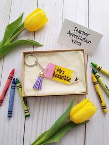 Customized Acrylic Pencil Keychains, Suitable For Backpack Charms, Teacher's Day Gifts, Back-To-School Birthday Gifts, Available In Packs Of 1/3/5/10. - Multicolor - View 4