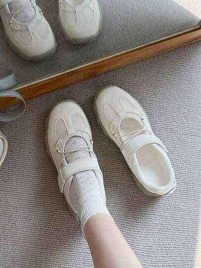 1 Pair Women's Affordable Minimalist Lightweight Comfortable Ballet Shoes---Elastic Slip-On Flat Soft Surface Non-Slip Casual Mary Jane Shoes---Daily Casual Sports Shoes