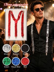 1pc Sequin Suspenders, Elastic Stretch Suspenders, Suitable For Party Halloween - Multicolor - View 10