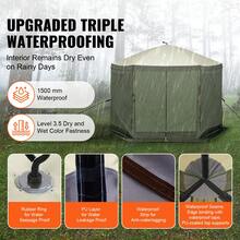 Carpa plegable para cenador, carpa con pantalla emergente, toldo de 6 lados, refugio solar con 6 paños de viento de privacidad extraíbles y ventanas de malla, 3,05x3,05x2,29 m, con mosquitera - Verde militar - Ver 3