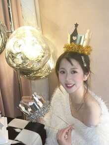 2pcs Gold & Silver Glitter Fringe Party Hats, Suitable For Birthday, Celebration, Party, New Year Events And Other Holidays, Perfect For Thanksgiving - Multicolor - View 5