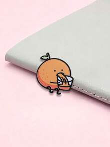 Bros Enamel Jeruk Lucu Minum Jus Kartun Kawaii Buah Pin Logam untuk Ransel Jaket - Jeruk - View 6