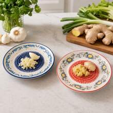 陶瓷手動食物研磨盤，家用大蒜研磨盤，廚房食物泥製器，適用於薑、大蒜、水果、蔬菜研磨 - 彩色 - 查看 3
