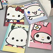 Cuaderno B5 de la serie SANRIO, Kitty, My Melody, Kuromi, Cinnamoroll, Pom Pom Purin, Pochacc, serie 8 de personajes clásicos, estilo aleatorio enviado, cuaderno de suministros de oficina diarios, escritura cómoda, encuadernación cosida no se cae fácilmente, registros de oficina, planificador, imprescindible para fans de SANRIO - Multicolor - Ver 9