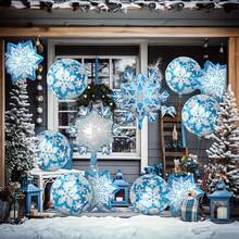 5pcs Medium Mini 5-Size Snowflake Aluminum Foil Balloon Set, Suitable For Christmas, New Year And Winter Holiday Decoration - Random Christmas Balloon Style - View 5