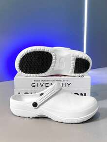 Herren rutschfeste Küchenschuhe, Slip-On Arbeitschuhe mit weicher Sohle und geschlossener Zehenkappe, ölbeständig für Krankenhaus/medizinische Verwendung, Sommer - Weiss - Übersicht 9