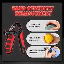 1pc Random Color Adjustable Digital Hand Grip Strength Trainer, 5-100kg Variable Resistance, Ergonomic 4-Hole Non-Slip Handle, Thickened Stainless Steel Spring Hand Exerciser, Suitable For Finger Rehabilitation, Gym, Rock Climbing, Office Stress Relief - Bold Version - View 10