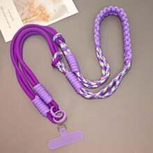 1pc Long Dopamine Color Block Woven Lanyard, Detachable Halter Phone Lanyard, Crossbody Or Wrist Strap, Handmade Cute Phone Case Lanyard For Outdoor Travel, Anti-Lost - Multicolor - View 22