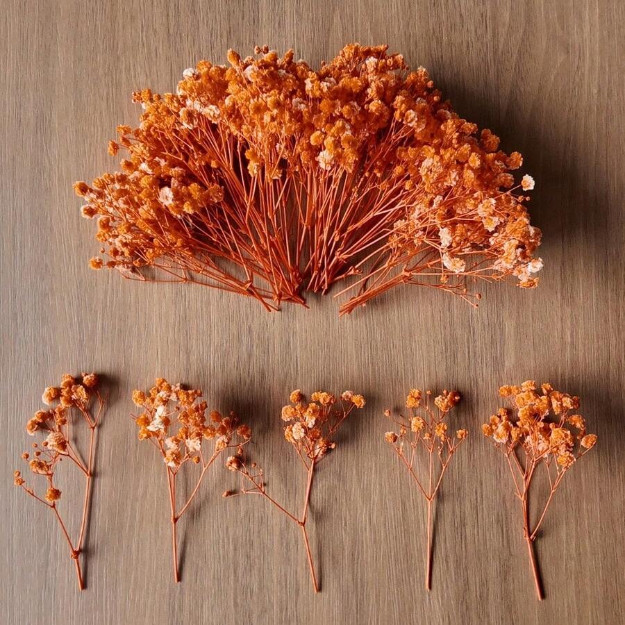 25/50/100/150/300入象牙白迷你人造滿天星與混色花朵,小花簇,適用於樹脂模具手工、髮飾、婚禮花環、桌面與居家裝飾 - 橘子 - 查看 1