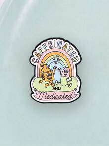 Caffeinated And Medicated Enamel Brooch Pastel Rainbow Coffee Pill Cartoon Metal Pin For Backpack Jacket - Multicolor - View 6