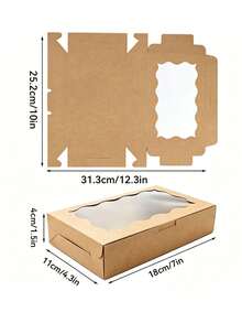 20 peças/10 peças Caixas de Presente de Pastelaria com Janela Transparente Quadrada, 7*4,3*1,5 Polegadas, Caixas de Pão e Lanche Marrom, Caixas de Presente Premium Adequadas para Embalar Sobremesas, Rosquinhas, Tortas, Doces, Bolos, Muffins e Macarons - Caixa de presente para doces com janela em papel kraft - Visão 2