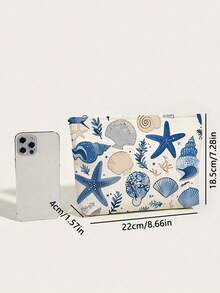 1pc Ocean Theme Makeup Bag, Featuring Marine Life Pattern, Suitable For Daily Cosmetics Storage And Travel Makeup Organization - Multicolor - View 7