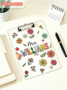 Custom Teacher Name Floral Acrylic Clipboard Personalized School Pencil Board Teacher Appreciation Gift Classroom Decor Student Back To School Gift Teacher's Day Christmas Graduation Season Gift - Multicolor - View 6