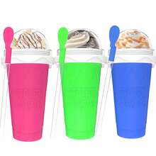 Squeeze-Style Smoothie Cup, Homemade Milkshake Cup, Squeeze Ice Maker Cup, Summer Quick Cold Drink Shaker Cup, Magic Quick Freeze Smoothie Cup With Lid And Straw, Suitable For Juice, Soda, Milk And Ice Cream - Multicolor - View 8