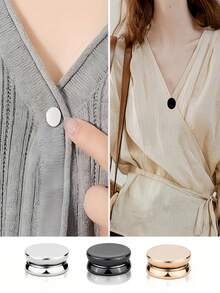 2/3 Pairs Stylish No-Sewing Buttons: Multi-Color Detachable Magnetic Buttons; Decorative Accessories For Shirts, Collars, Trousers, Cuffs, Scarves, And Headscarves. No-Sewing Garment Clips. - Round - View 5