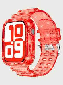 2合1水晶透明運動錶帶與防撞保護殼，相容 38mm 40mm 41mm 42mm 44mm 45mm 46mm 49mm，果凍框保護殼 + 舒適替換腕帶，適用於 11/10/9/8/7/6/5/4/3/2/1/SE Ultra 女款/男款，不含手錶與螢幕玻璃 - 一體錶帶 - 查看 43