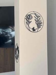 3件組現代極簡黑色金屬牆飾，抽象花卉掛飾，適用於廚房與客廳，無需電源，春夏居家裝飾 - 黑色 - 查看 5