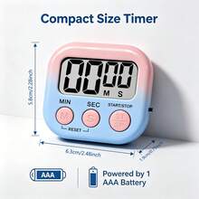 Universal Home Gradient Digital Timer, High Sensitivity Sensor For Stable And Accurate Timing, Large Comfortable Buttons To Prevent Accidental Press, Large Screen With White Background And Black Digits For Clear Reading, Mini Versatile Body Fits Various Spaces, Suitable For Cooking Timing, Student Pomodoro Study, Workout Interval Timing - AAA Batteries Not Included - Gradient - View 4