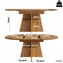 Extendable Dining Table With Open Storage Compartment In The Legs, Multifunctional Space-Saving Table For Small Rooms, Living Rooms And Dining Rooms, Thick Tabletop, Rounded Corners, Black Color. - 卡其色 - 查看 2