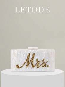 Mini Acrylic Striped Patchwork Bag - White - View 9