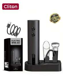 CLITON 可充電電動紅酒開瓶器禮品，4種選擇：單個開瓶器、基礎套組、經典套組、高級套組，適合新年、聖誕節、情人節、生日、婚禮與喬遷之佳節禮物，居家酒吧理想禮品 - 彩色 - 查看 15