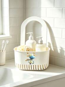 Cheerful Deer Design Multi-Functional Colander, Thickened Design, Easy To Disassemble, No-Drill Sink Filter Rack, Dual Use For Kitchen And Bathroom, Sponge And Cloth Storage Basket, Also Suitable For Washing Vegetables And Fruits - Multicolor - View 5