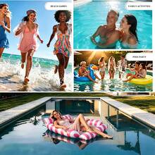 1pc PVC Inflatable Pool Float Set, Adult Floating Lounge Chair, Foldable Mesh Water Hammock, Sequin Transparent Swim Ring, Large Inflatable Floating Bed, Beach Pool Raft, Summer Water Toy, Pool Party Essential, Lakeside Vacation Holiday Gift, Outdoor Water Recreation - Multicolor - View 7