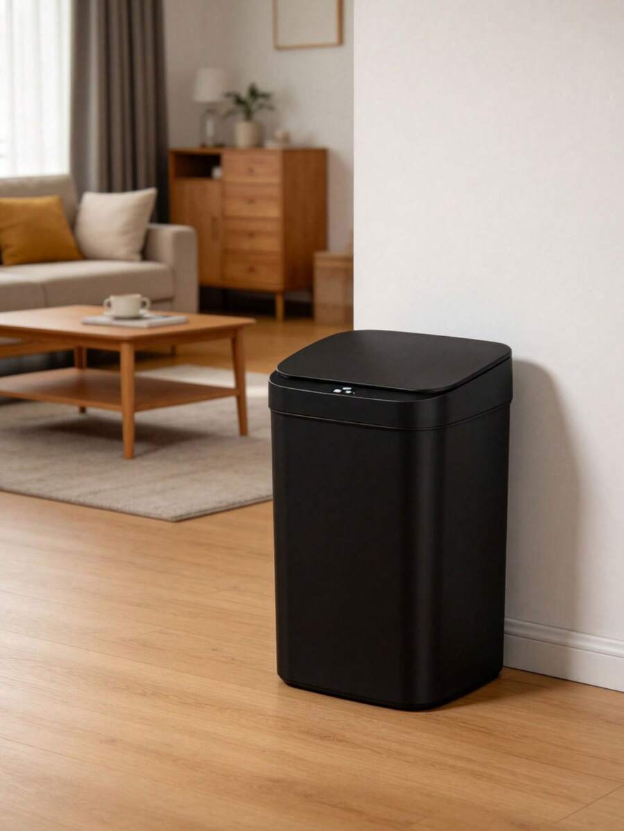 1件 14L/3.7gal~18L/4.76gal 大容量智能垃圾桶,長方形設計,塑膠材質,靜音關閉蓋,附感應式開關機制,使用2顆AA電池(不含),適用於室內/室外,客廳、浴室、臥室、廚房 - 彩色 - 查看 1