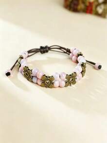 Pulsera de mujer con cuentas florales de colores estilo bohemio, pulsera de encanto bohemio ajustable hecha a mano, joyería de moda vintage (cuentas de colores aleatorios) - Mismo estilo - Ver 8