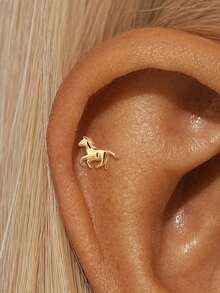 EleRunis 1pc 925 Sterling Silver Exquisite Ocean Animal Flat Back Labret Stud, Shell Cartilage/Ear Lobe/Helix Piercing Jewelry, Punk Style Delicate Jewelry, Suitable For Daily Wear And Party - Gold - View 22