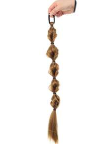 2 piezas Extensiones de cabello de cola de caballo trenzada larga sintética de 20 pulgadas en negro/marrón/dorado con banda elástica para uso diario de mujeres - Multicolor - Ver 10