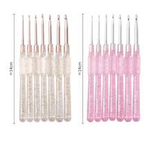 7 PCS Aluminum Crochet Hooks Set (2.0-5.0mm) With Colorful Clear Handles For Yarn Knitting DIY Hats Scarves Amigurumi Crafts - A - View 2
