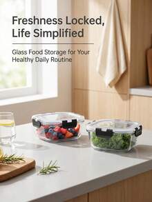 24 Piece Glass Food Storage Container Set, Includes 12 Containers And 12 Lids, High Borosilicate Glass Airtight Containers With Locking Lids, Multi Size Storage Set For Refrigerator Organization, Kitchen Storage And Food Organization - Transparent - View 6