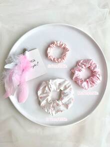12 Stücke rosa Haargummis, kleine, mittlere und große Haargummis Kombination, geeignet für verschiedene Haarvolumina, nicht schädigende Haaraccessoires, süße und niedliche Haargummis - Pink - Übersicht 4