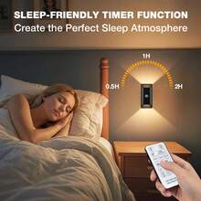 1 pieza/2 piezas Luz de pared con sensor de movimiento recargable con control remoto, luz nocturna magnética regulable para dormitorio, pasillo, escaleras - Negro - Ver 8