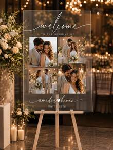 Photo Wedding Welcome Sign, Wedding Rehearsal Sign, Modern Wedding Sign, Acrylic Welcome Sign, Wedding Photo Sign, Welcome To Our Wedding - Multicolor - View 5
