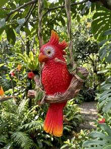 搖擺鸚鵡吊飾 鳥類樹脂手工藝動物雕像 家居花園懸掛裝飾 戶外庭院裝飾 - 多色 - 查看 9