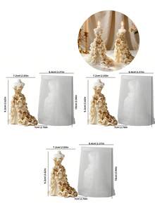 1pc DIY Silicone Candle And Soap Mold, For Wedding Dress Embossed Design, Including Lily Flower Embossed Dress Wedding Dress Design - Suitable For Handicraft Enthusiasts And Home Experts To Make Candles, Resin Decorations And Aromatherapy Wax Tablets, Ideal For Holiday Party Gifts And Home Decor - Lily Skirt Mold - View 8