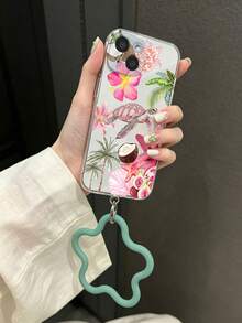 熱帶海龜花卉透明手機殼，附波浪綠手腕繩，相容 iPhone 16 Pro Max、13、15，Galaxy A54 A14 A15 S23 S24 S24ultra S25 A07 A17 S26 A57，防水、防摔、防刮 - 彩色 - 查看 3