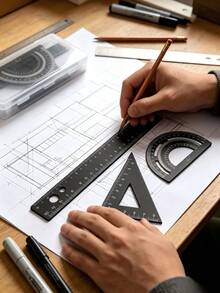 Ensemble multi-outils de dessin en métal avec boîte de rangement, ensemble multifonction de règle de mesure pour étudiants - Multicolore - Voir 5
