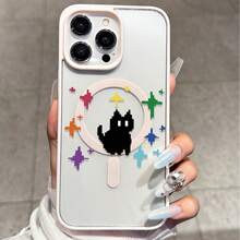 [24h Versand aus DE/FR/ES] Apple11-17  21-26 Handyhülle - Transparente stoßfeste Schutzhülle für Apple- und -Magnettelefone, mit kreativem Pixel-Style Cartoon-Katzen-Design und vollständigem Kantenschutz, elegant und schön für Männer und Frauen. - Schwarz - Übersicht 3