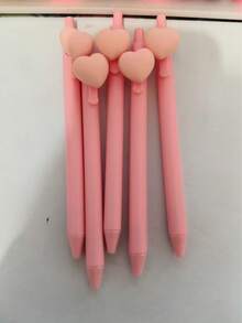 Pink Heart-Shaped Click Ballpoint Pen, Small Gift For School Classroom Rewards, Random Color, Valentine's Day Gift - Multicolor - View 4