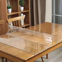 1pc 0.25mm Thick Durable Transparent Solid Color Rectangular Tablecloth - Ultimate Protection Film, Made Of Transparent PVC, Waterproof - Suitable For Office And Kitchen, Home Decor, Scratch-Resistant Tablecloth - White - View 5