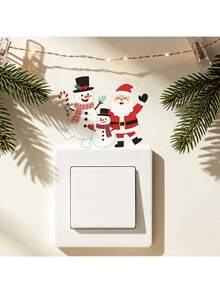 1pc Christmas Santa Claus, Large And Small Snowman, Candy Cane Light Switch Sticker, Removable Self-Adhesive Wall Decal, Suitable For Home Bedroom Outlet, Christmas Mini Decoration - 10*11.8cm/fun-kg237 - View 5