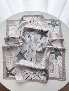 1pc Square Scarf Women Satin Bandana Print Scarves Head Band Fashion Lady Hair Shawl And Wrap Female Neckerchief Hijab - Light Grey - View 3