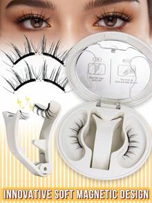 PALM LASHES 1 Par de Cílios Magnéticos Atualizados com Aplicador, Cílios Magnéticos Macios Reutilizáveis com Aparência Natural com Ímãs Ultra-Finos de 0,17mm Sem Necessidade de Cola Fácil de Usar e Remover - Preto - Visão 7